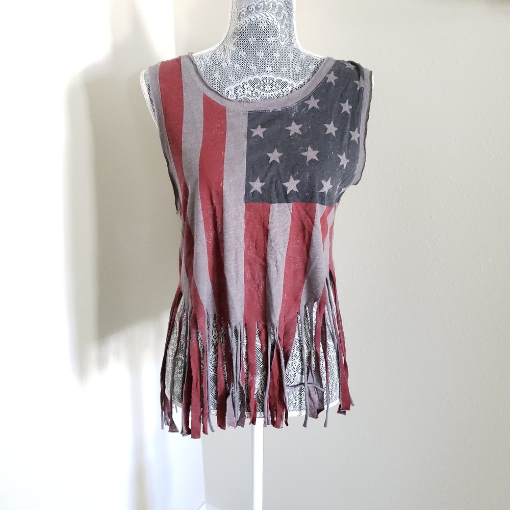 Patriotic Flag Fringe Tank